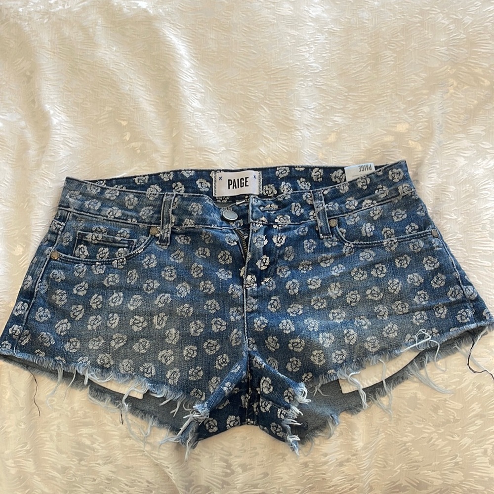 Paige printed denim shorts